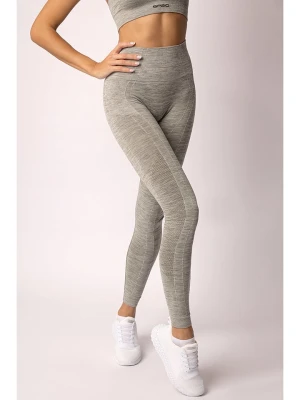 Spaio Legginsy sportowe "Melange" w kolorze khaki rozmiar: L