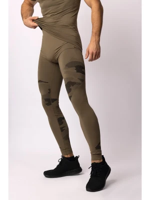 Spaio Legginsy sportowe "Tactical" w kolorze khaki rozmiar: XL