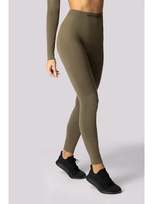 Spaio Legginsy termiczne "Alpha" w kolorze khaki rozmiar: L