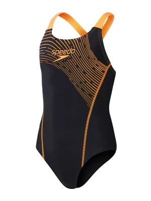 Speedo Strój kąpielowy "Eco Medley" w kolorze czarno-pomarańczowym rozmiar: 164
