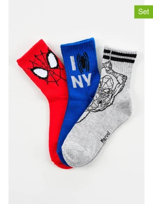 Spiderman Skarpety (3 pary) "Spider-Man" w kolorze czerwonym, granatowym i szarym rozmiar: 23-26