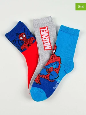 Spiderman Skarpety (3 pary) "Spider-Man" w kolorze jasnoszaro-błękitno-czerwonym rozmiar: 31-34