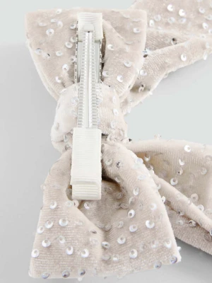 Spinka z kokardą z cekinami piaskowy - Dzieci - Rozmiar uniwersalny - MANGO KIDS