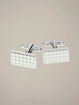 Spinki Mosiężne Srebrne Prostokątne Lancerto