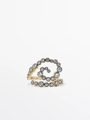 Spiralny Pierścionek Z Błyszczącymi Zdobieniami - Złoty - Massimo Dutti - Female
