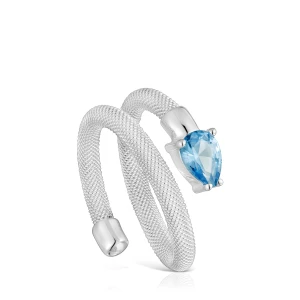 Spiralny Pierścionek Ze Srebra I Laboratoryjnie Hodowanego Spinelu Tous Mesh Lgg - Tous Rozmiar