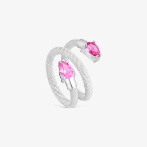 Spiralny Pierścionek Ze Srebra I Laboratoryjnie Hodowanych Kamieni Szlachetnych Tous Mesh Lgg - Tous Rozmiar