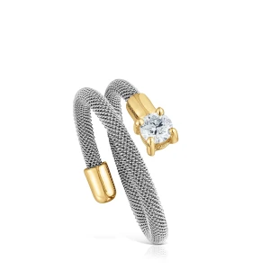 Spiralny Pierścionek Ze Stali, 14-Karatowego Złota I Laboratoryjnie Hodowanych Diamentów Tous Mesh Lgd - Tous Rozmiar