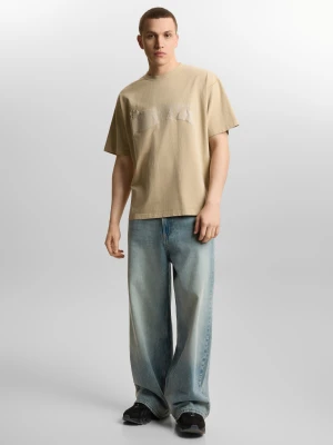 Splash t-shirt boxy męski beżowy Klasyk