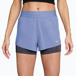 Spodenki do biegania damskie Nike Swift Mid-Rise 2in1 aluminum / royal tint Niebieski