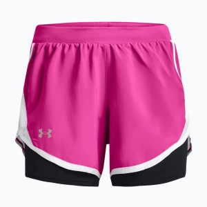 Spodenki do biegania damskie Under Armour Fly By 2.0 2N1 rebel pink/white/reflective