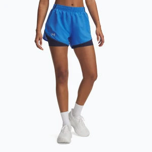 Spodenki do biegania damskie Under Armour Fly By 2in1 blue atlantis/washed navy/reflective