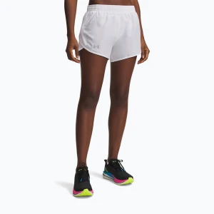 Spodenki do biegania damskie Under Armour Fly By 3" white / white / black
