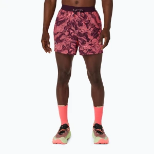 Spodenki do biegania męskie ASICS Fujitrail All Over Print 5In Short blazing coral / dark aubergine Pomarańczowy