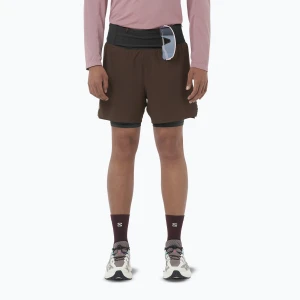 Spodenki do biegania męskie Salomon Sense Aero 2IN1 5" coffee bean Brązowy