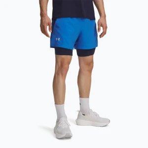 Spodenki do biegania męskie Under Armour Launch 5" 2in1 blue atlantis/washed navy/reflective