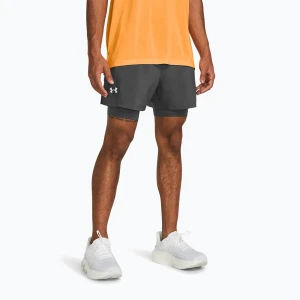 Spodenki do biegania męskie Under Armour Launch 5" 2in1 castlerock / castlerock / reflective Szary