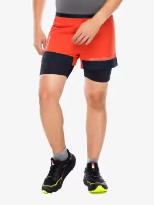 Spodenki do biegania Salomon Cross 2in1 Shorts - tomato/deep black