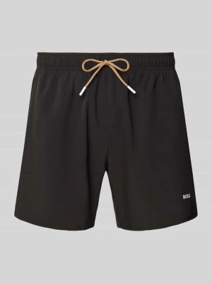 Spodenki kąpielowe o kroju regular fit z detalem z logo Boss