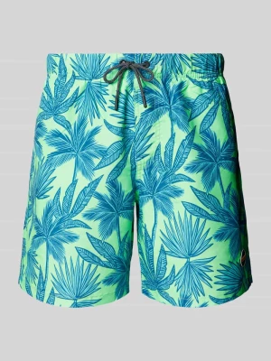 Spodenki kąpielowe o kroju regular fit z kieszenią z tyłu model ‘Palm Leaves’ Shiwi