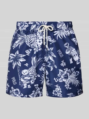 Spodenki kąpielowe o kroju regular fit z nadrukami z logo model ‘TRAVELER’ Polo Ralph Lauren Underwear