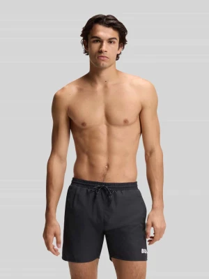 spodenki kąpielowe o kroju regular fit z nadrukiem z logo model 'STARFISH' Boss