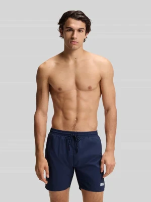 spodenki kąpielowe o kroju regular fit z nadrukiem z logo model 'STARFISH' Boss