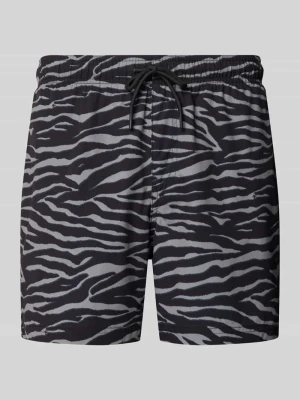 Spodenki kąpielowe o kroju regular fit z zwierzęcym nadrukiem na całej powierzchni model 'Maui' jack & jones