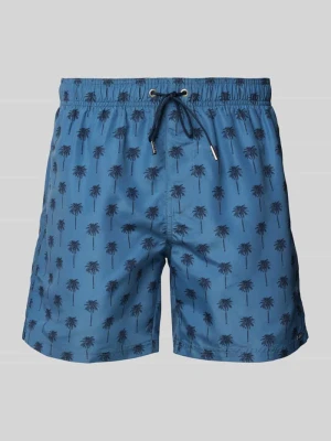 Spodenki kąpielowe o kroju relaxed fit z aplikacją z logo Schiesser Niebieski
