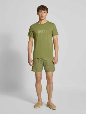 Spodenki kąpielowe o kroju relaxed fit z nadrukiem z logo model ‘Iconic’ Boss