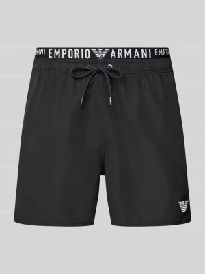 Spodenki kąpielowe z elastycznym paskiem z logo Emporio Armani