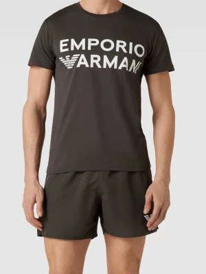 Spodenki kąpielowe z elastycznym paskiem z logo model ‘Double’ Emporio Armani