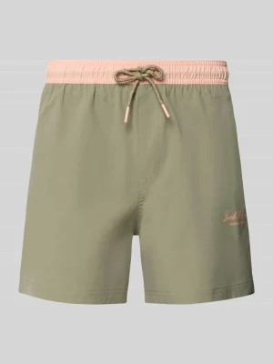 Spodenki kąpielowe z kieszenią z tyłu model 'MAUI' Jack&Jones Khaki