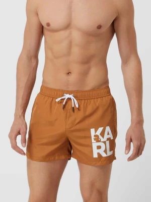 Spodenki kąpielowe z logo Karl Lagerfeld Beachwear