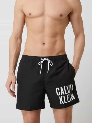 Spodenki kąpielowe z nadrukiem z logo Calvin Klein Czarny