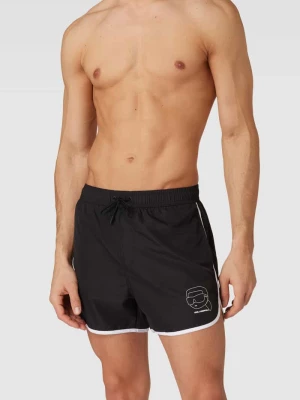 Spodenki kąpielowe z nadrukiem z logo model ‘IKONIK’ Karl Lagerfeld Beachwear