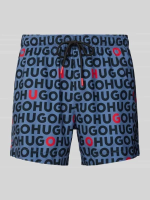 Spodenki kąpielowe z nadrukiem z logo na całej powierzchni model ‘Tortuga’ HUGO