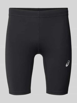 spodenki kolarki o kroju slim fit z nadruk z logo model 'Core' ASICS TIGER Czarny
