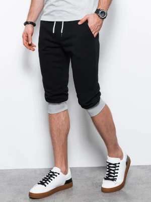 Zdjęcie produktu Spodenki męskie dresowe za kolano - czarno-szare V1 Ombre Clothing