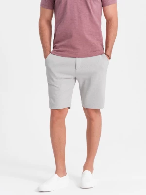 Spodenki męskie wykonane z dwukolorowej melanżowej dzianiny - jasnoszare V5 OM-SRCS-0127
 -                                    XXL Ombre