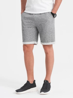 Zdjęcie produktu Spodenki męskie z tkaniny melanżowej LOOSE FIT - szare V6 - Rozmiar: XXL Ombre Clothing błękitny