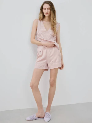 Spodenki piżamowe z ażurowym motywem blady róż - Kobieta - - MANGO