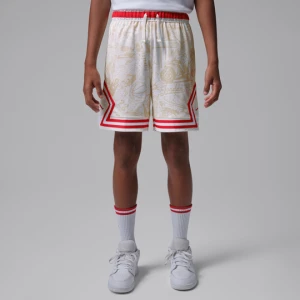 Spodenki sportowe Jordan z motywem otwartego rombu i nadrukiem Dri-FIT dla dużych dzieci - Szary