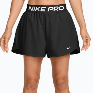 Spodenki treningowe damskie Nike Pro Dri-Fit Mid-Rise Brief-Lined 3" black/white