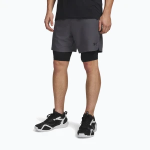 Spodenki treningowe męskie Under Armour Vanish Woven 2.0 2IN1 Shorts castlerock / black Szary