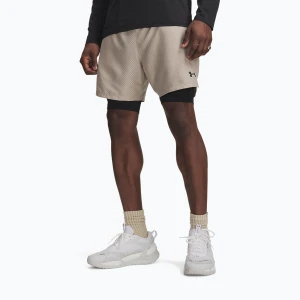 Spodenki treningowe męskie Under Armour Vanish Woven 2.0 2IN1 Shorts timberwolf taupe / black Beżowy