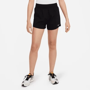 Spodenki treningowe z tkaniny z wysokim stanem dla dużych dzieci (dziewcząt) Nike Dri-FIT One - Czerń