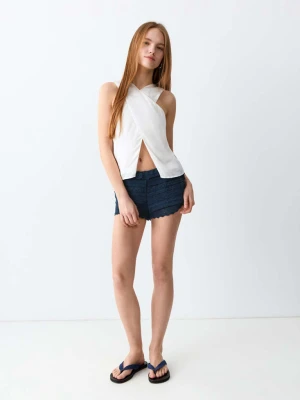Spodenki z szydełkowymi falbankami ciemnogranatowy - Teen - - MANGO TEEN