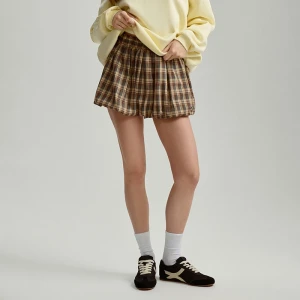 Spódnica bombka w kratkę z wszytymi spodenkami House