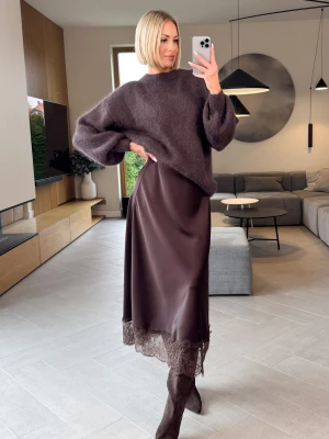 Spódnica Brązowa Satynowa Zita ClothStore